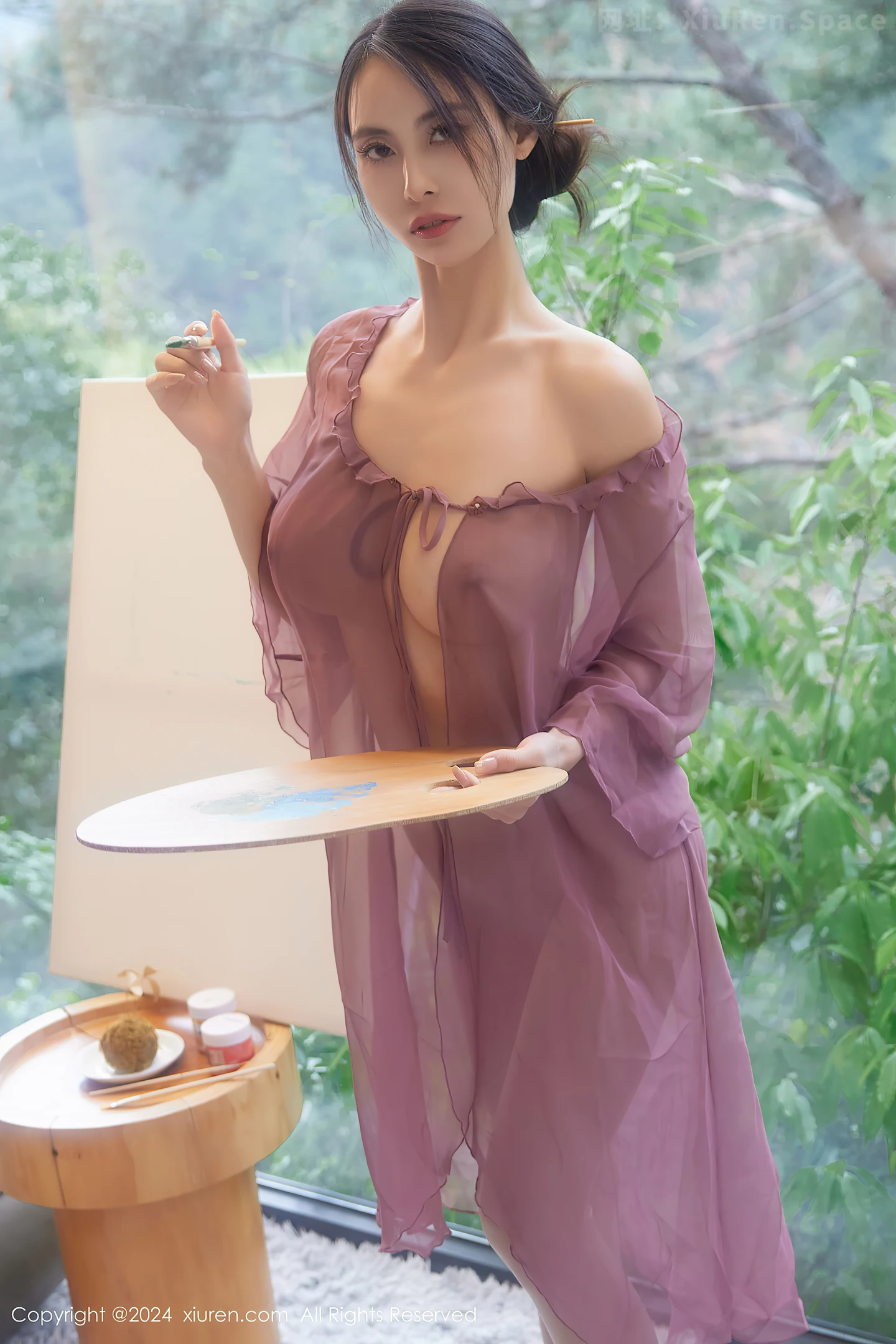 图片[6]-[XiuRen秀人网]VOL.8687 模特Lingyu69性感紫色轻透连衣裙配白丝袜秀丰腴身材诱惑写真86P-秀人网官方网站